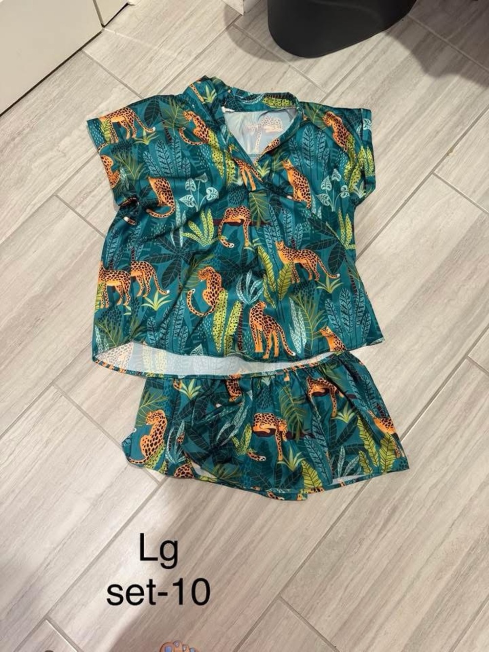 Jungle Leopard Print Set - Teal Green
